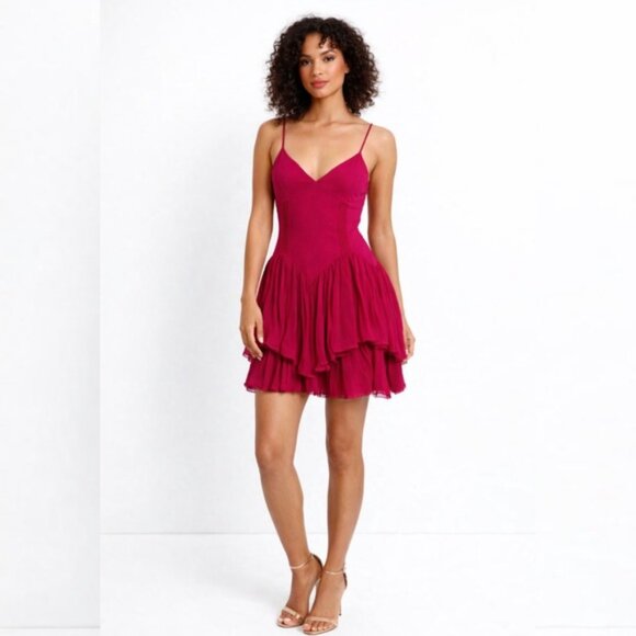 NWT Secret Mission Rasberry Ines Ruffle Mini Dress - Picture 15 of 15